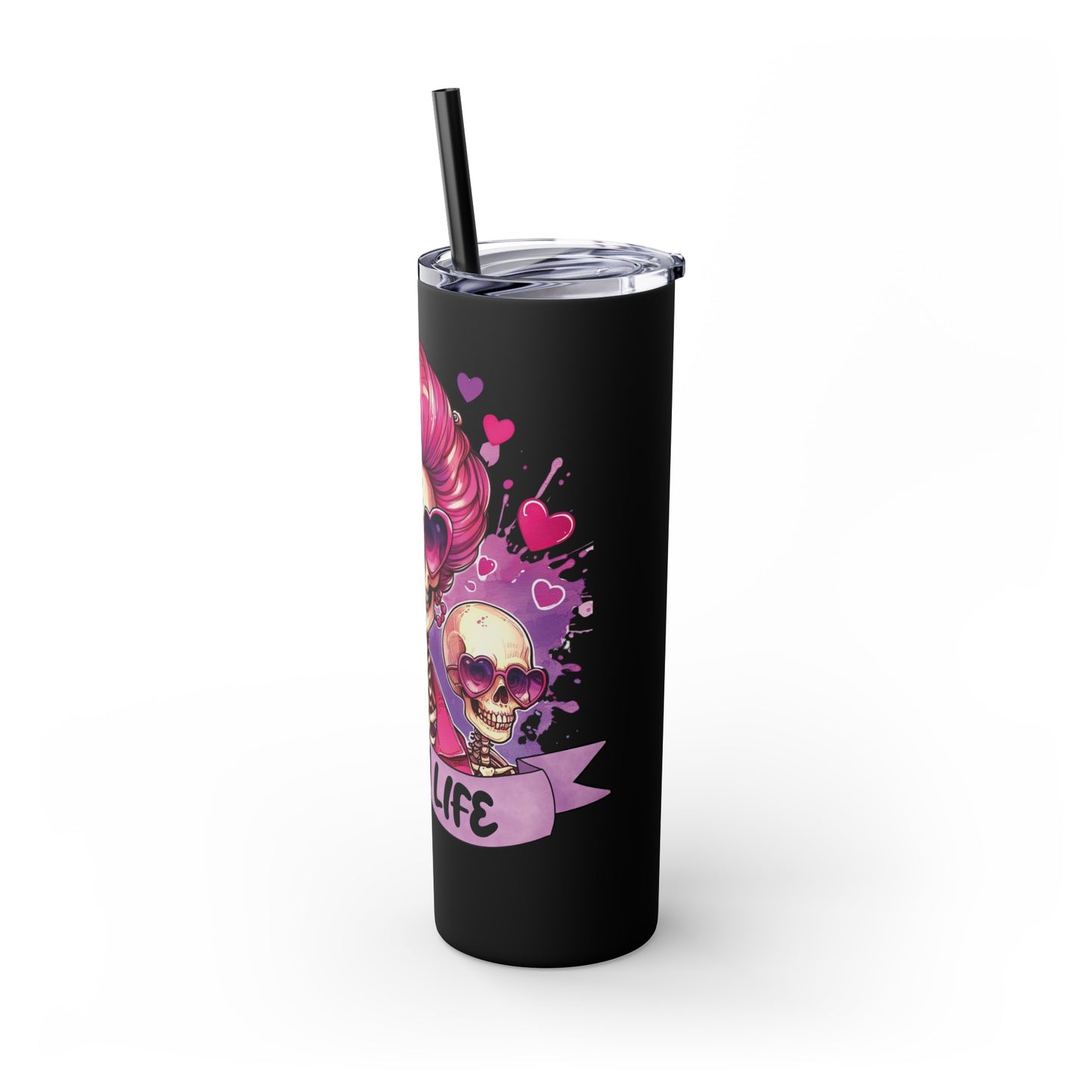 Mom life, Skinny Tumbler with Straw, 20oz