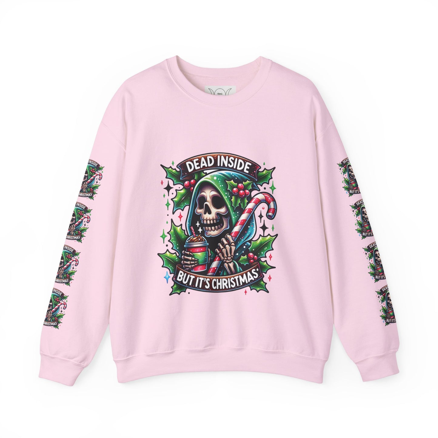 Dead inside but it’s Christmas, ™ Crewneck Sweatshirt ( sleeve design )