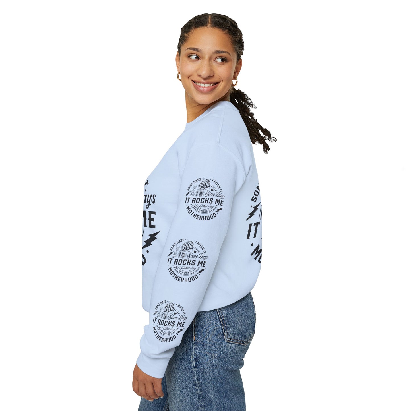 Rocking motherhood, ™ Crewneck Sweatshirt ( side arm design)