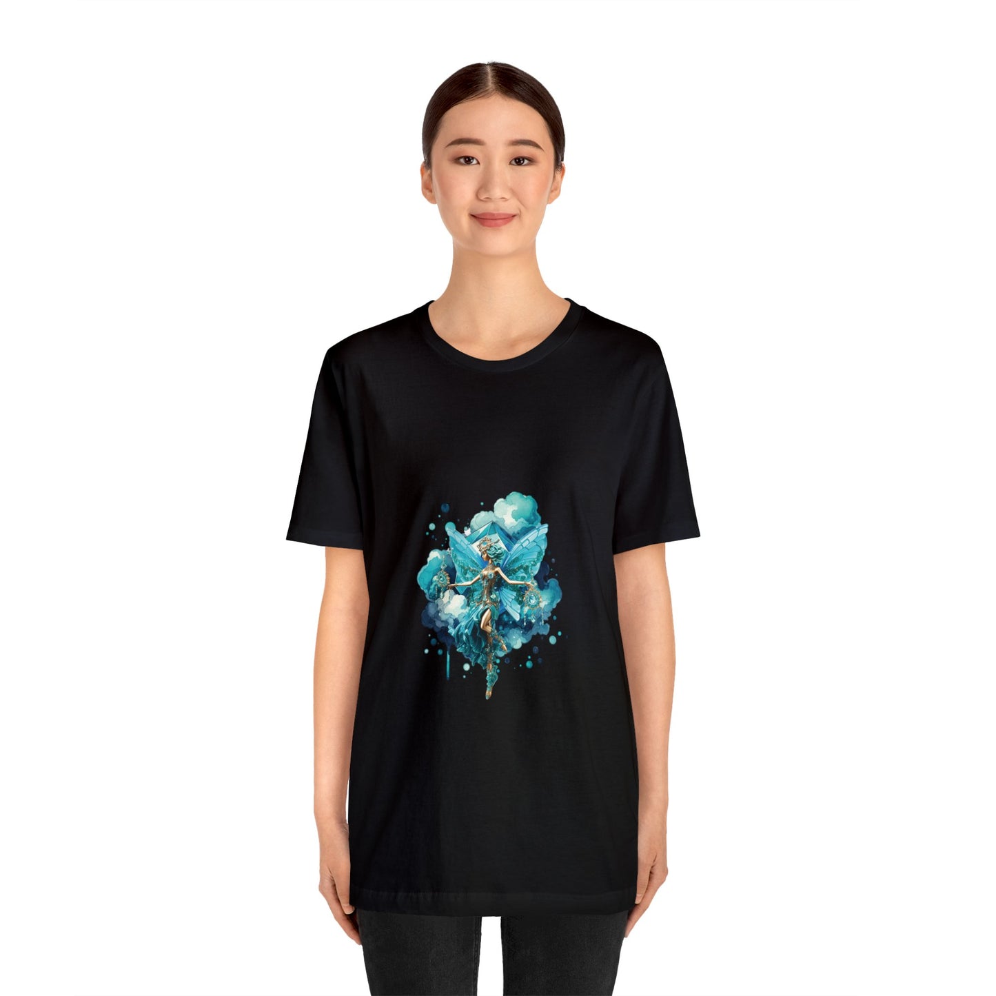 March aquamarine fairy, Unisex Jersey Short Sleeve Tee  no arm design