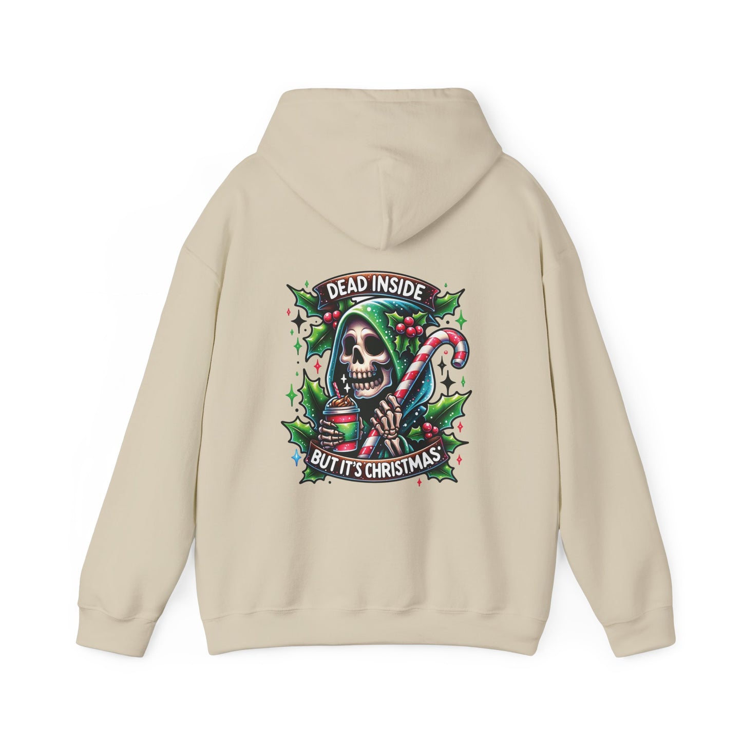 Dead inside but it’s Christmas,  Unisex Heavy Blend™ Hooded Sweatshirt (no sleeve arm design)