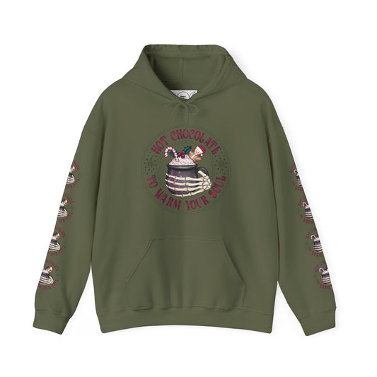 Hot chocolate to warm up my soul,  Unisex Heavy Blend™ Hooded Sweatshirt (side arm design)