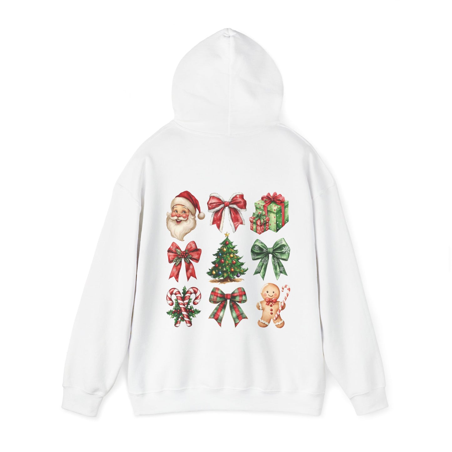 Christmas and bows ,  Unisex Heavy Blend™ Hooded Sweatshirt (no sleeve arm design)