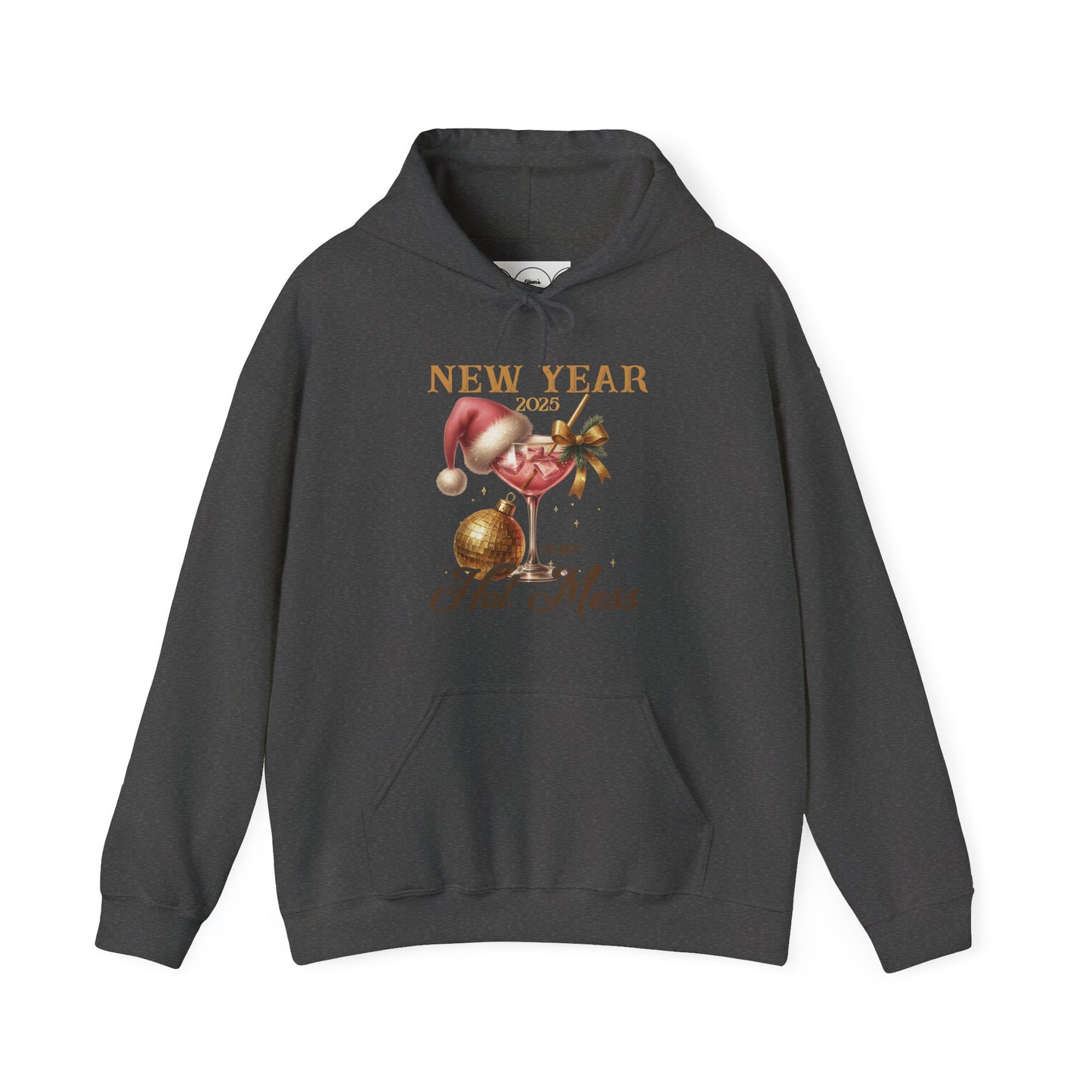 New year, same hot mess, Unisex Heavy Blend™ Hooded Sweatshirt (no sleeve arm design)