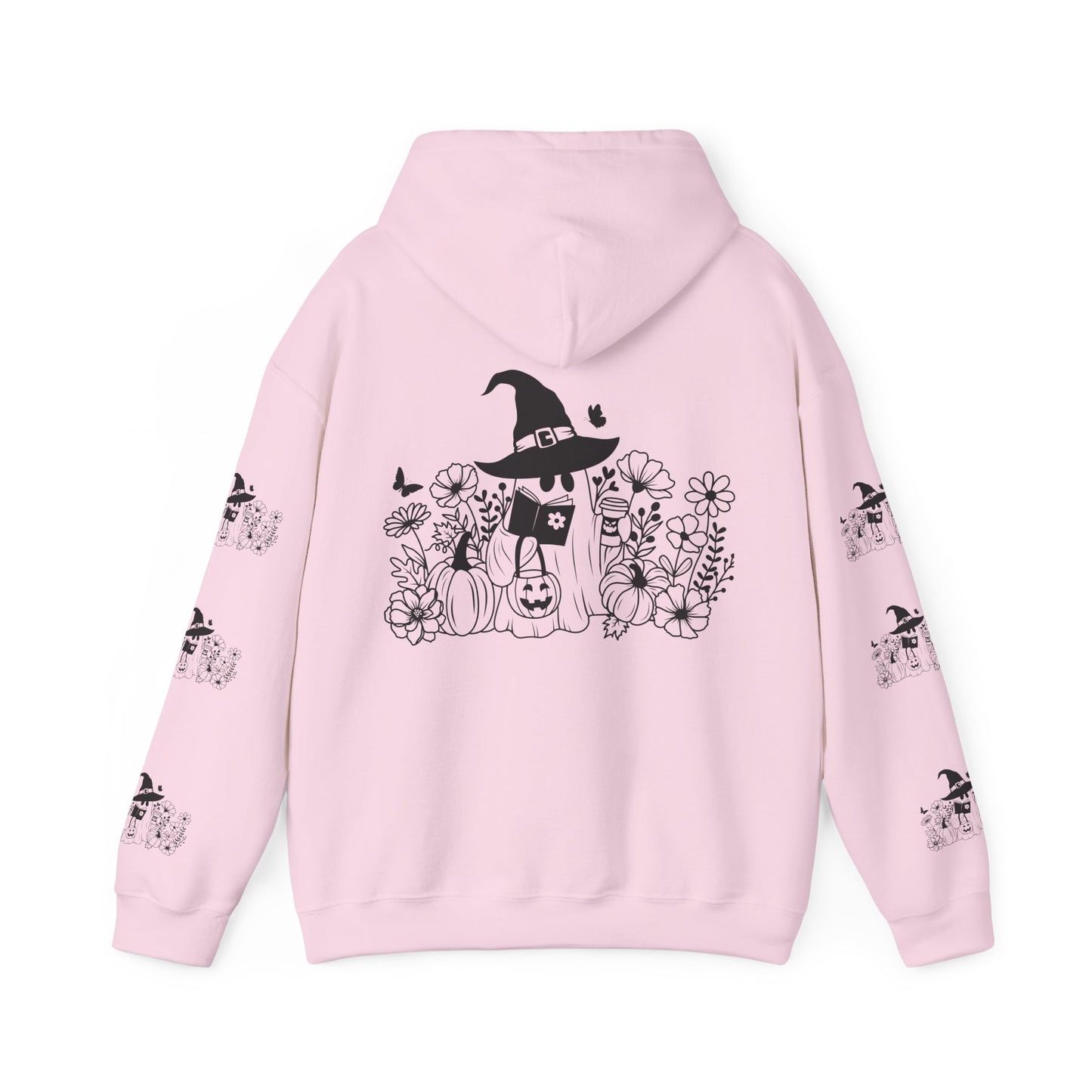 Cozy boo reading,  Unisex Heavy Blend™ Hooded Sweatshirt (sleeve design)