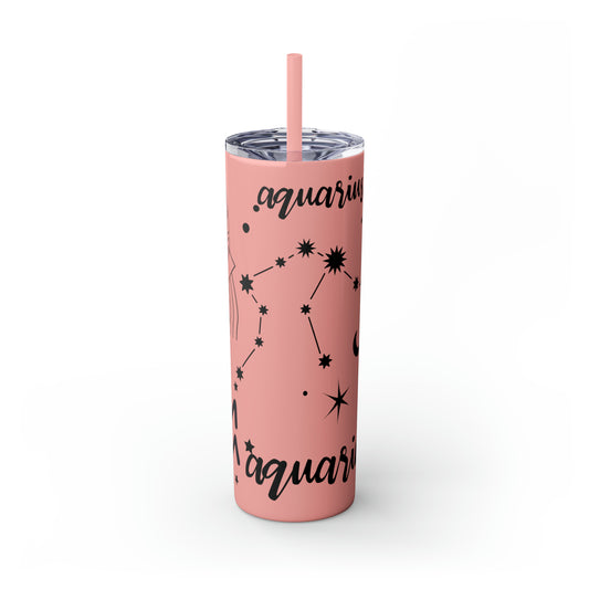 Aquarius, Skinny Tumbler with Straw, 20oz