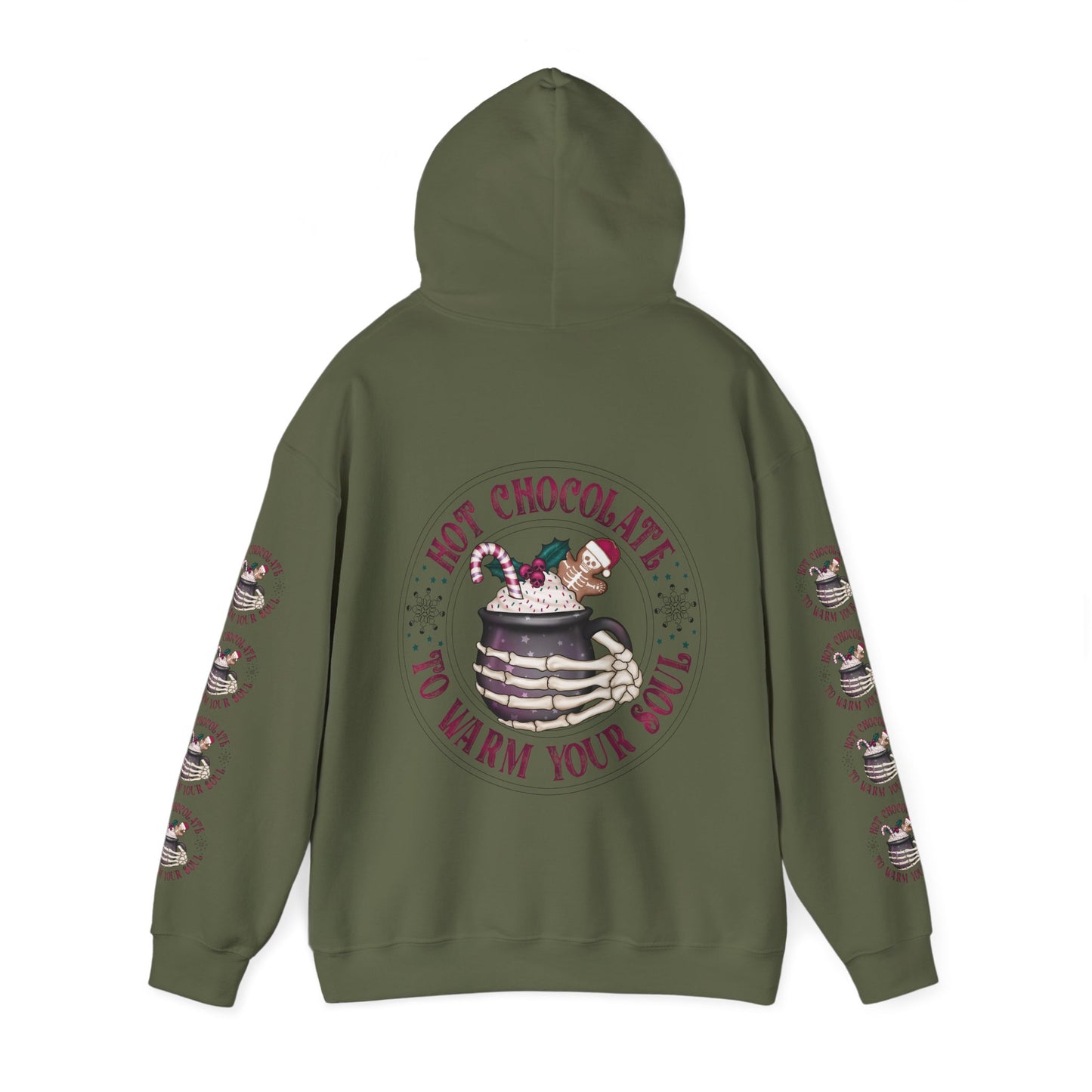 Hot chocolate to warm up my soul,  Unisex Heavy Blend™ Hooded Sweatshirt (side arm design)