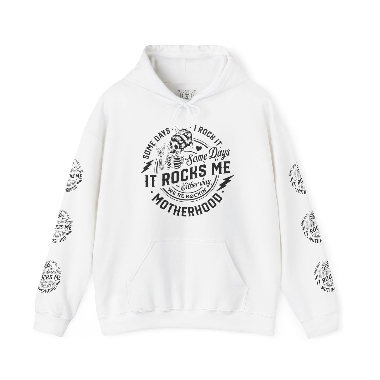 Rocking motherhood ,  Unisex Heavy Blend™ Hooded Sweatshirt (side arm design)