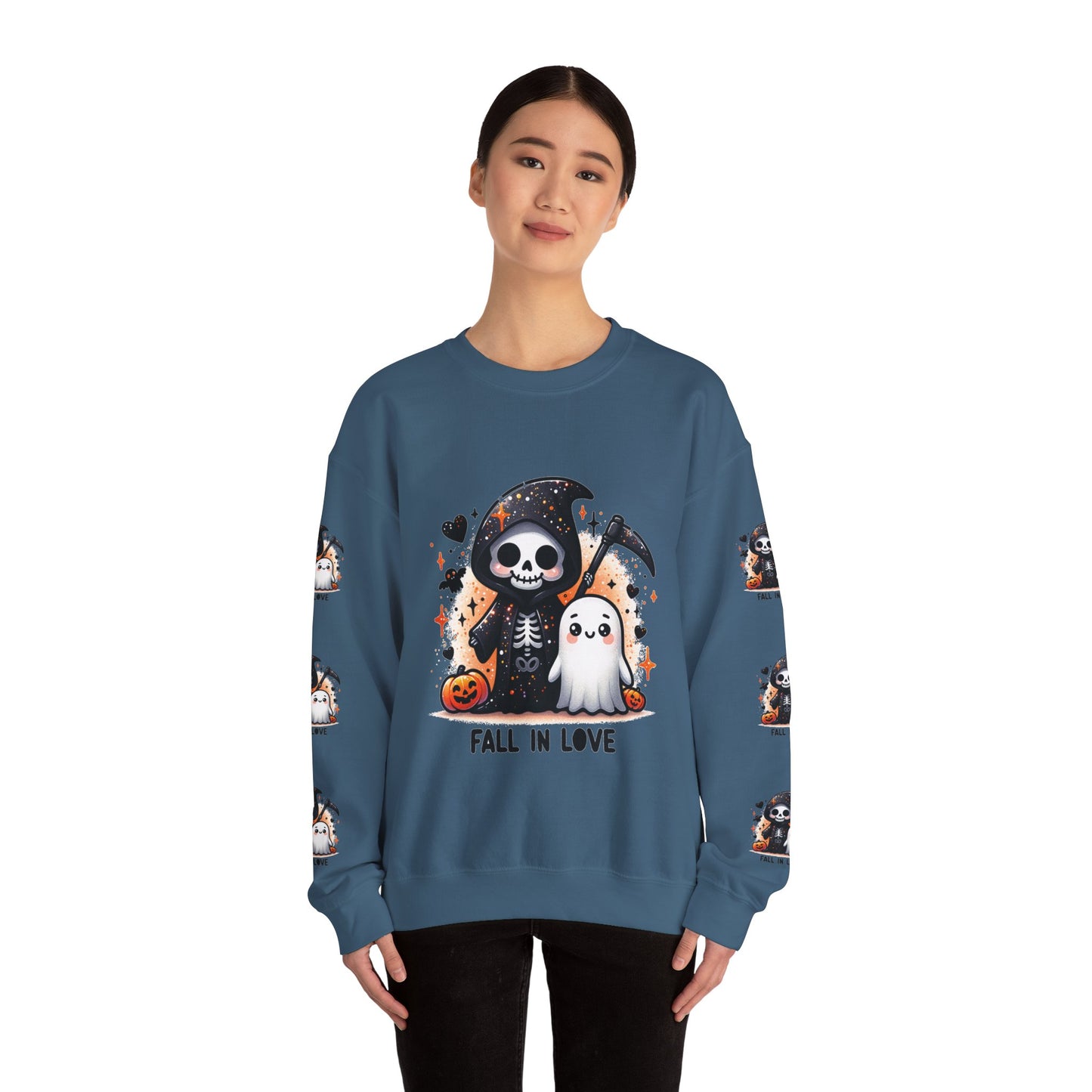 Fall in love, ™ Crewneck Sweatshirt ( sleeve design )