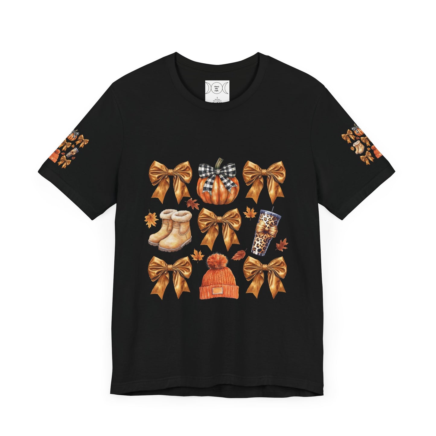 Fall and bows , Unisex Jersey Short Sleeve Tee (sleeve design)