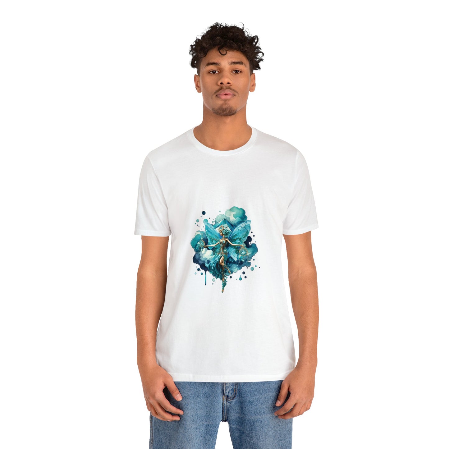 March aquamarine fairy, Unisex Jersey Short Sleeve Tee  no arm design