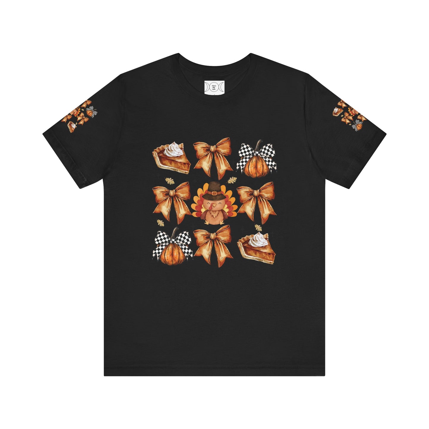 Thanksgiving and bows, Unisex Jersey Short Sleeve Tee (sleeve design)