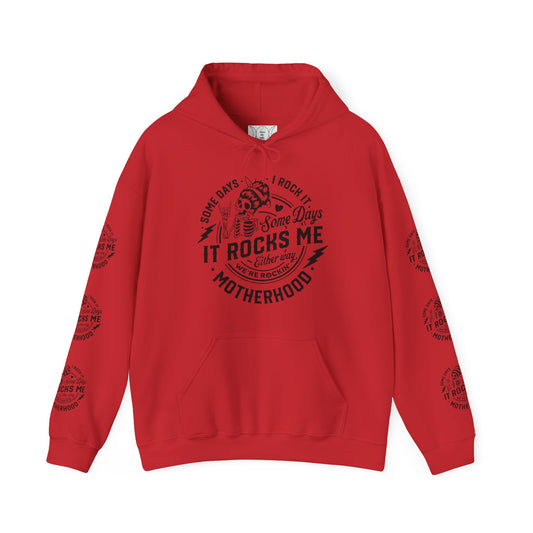 Rocking motherhood ,  Unisex Heavy Blend™ Hooded Sweatshirt (side arm design)