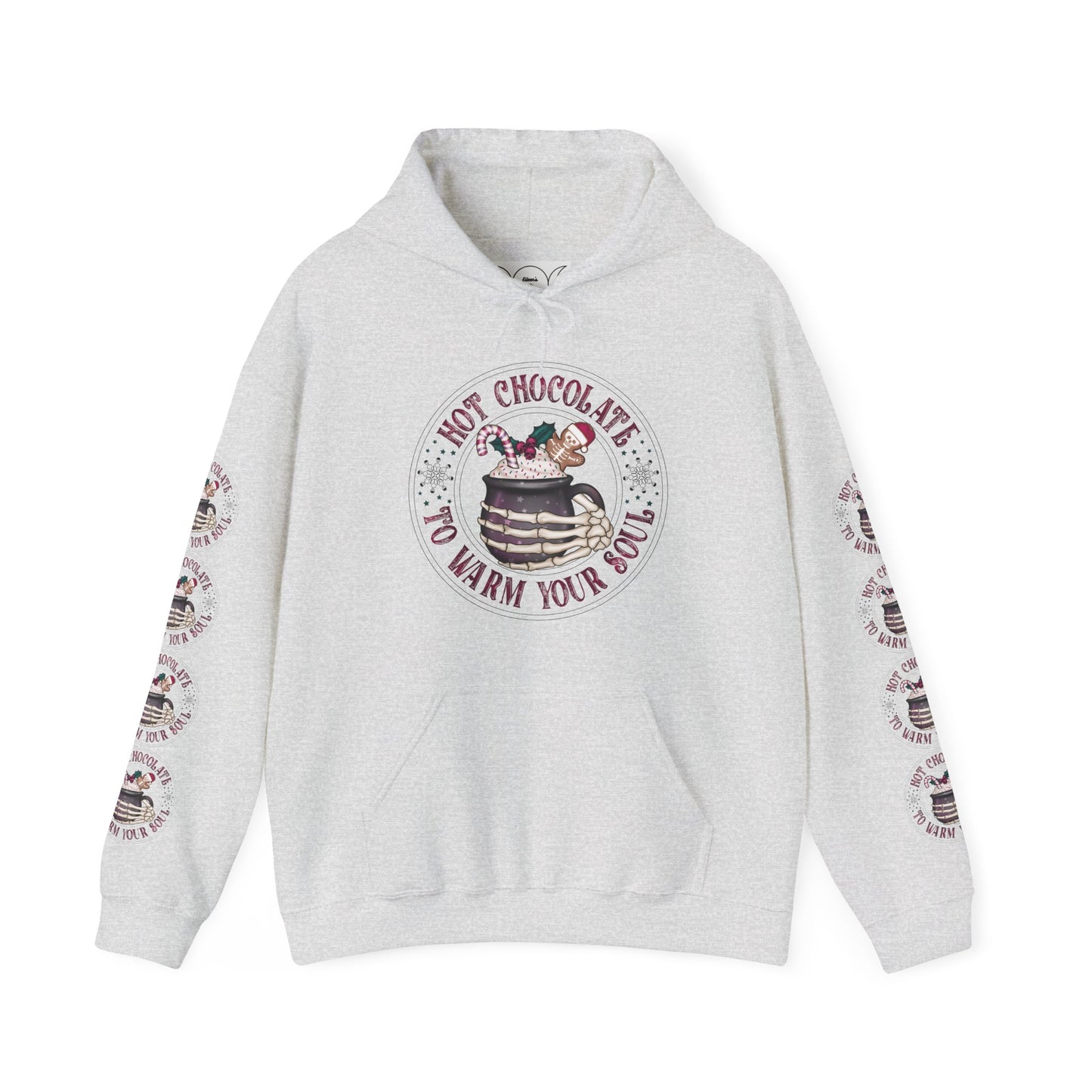 Hot chocolate to warm up my soul,  Unisex Heavy Blend™ Hooded Sweatshirt (side arm design)