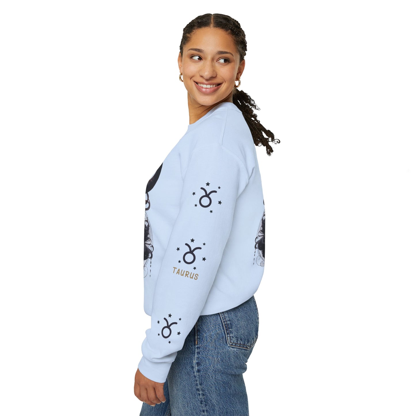 Taurus , ™ Crewneck Sweatshirt (Sleeve design )