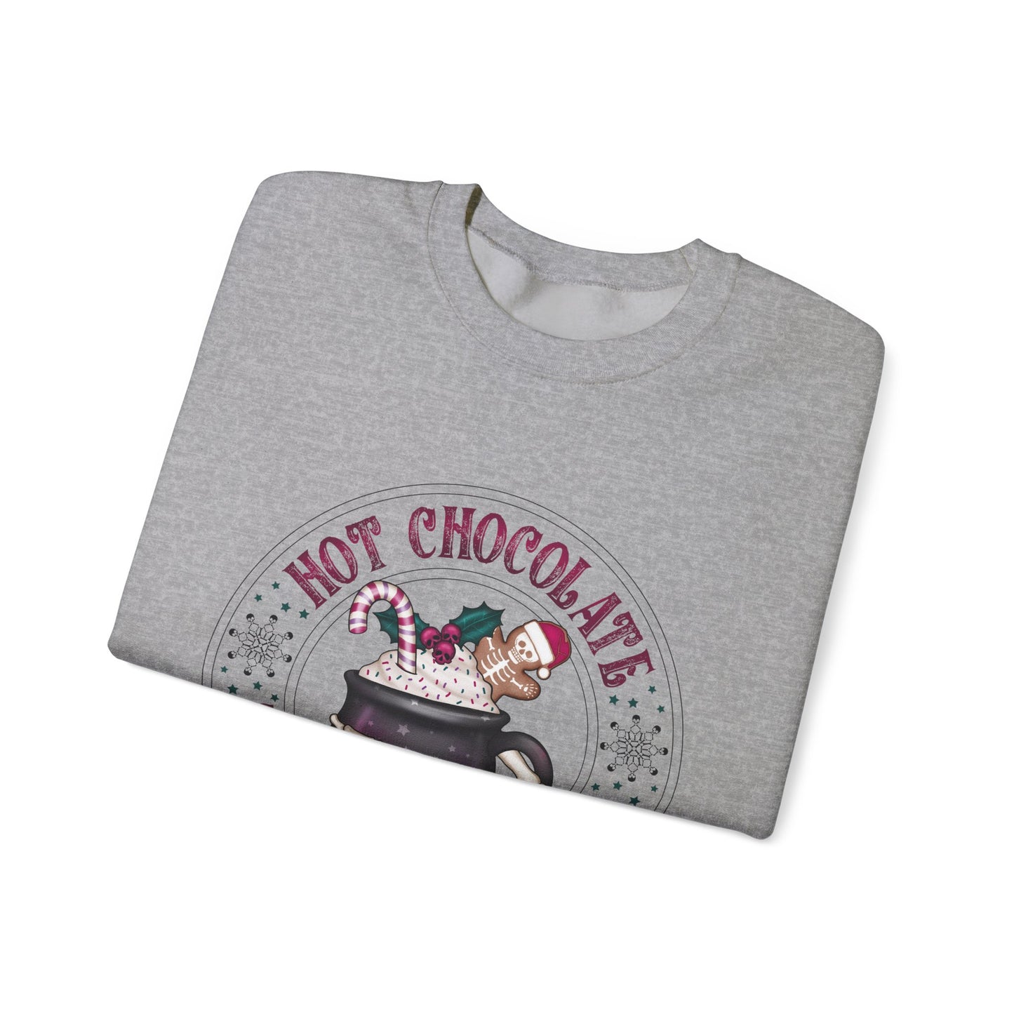 Hot chocolate to warm up my soul, Unisex Heavy Blend™ Crewneck Sweatshirt (Sleeve design)