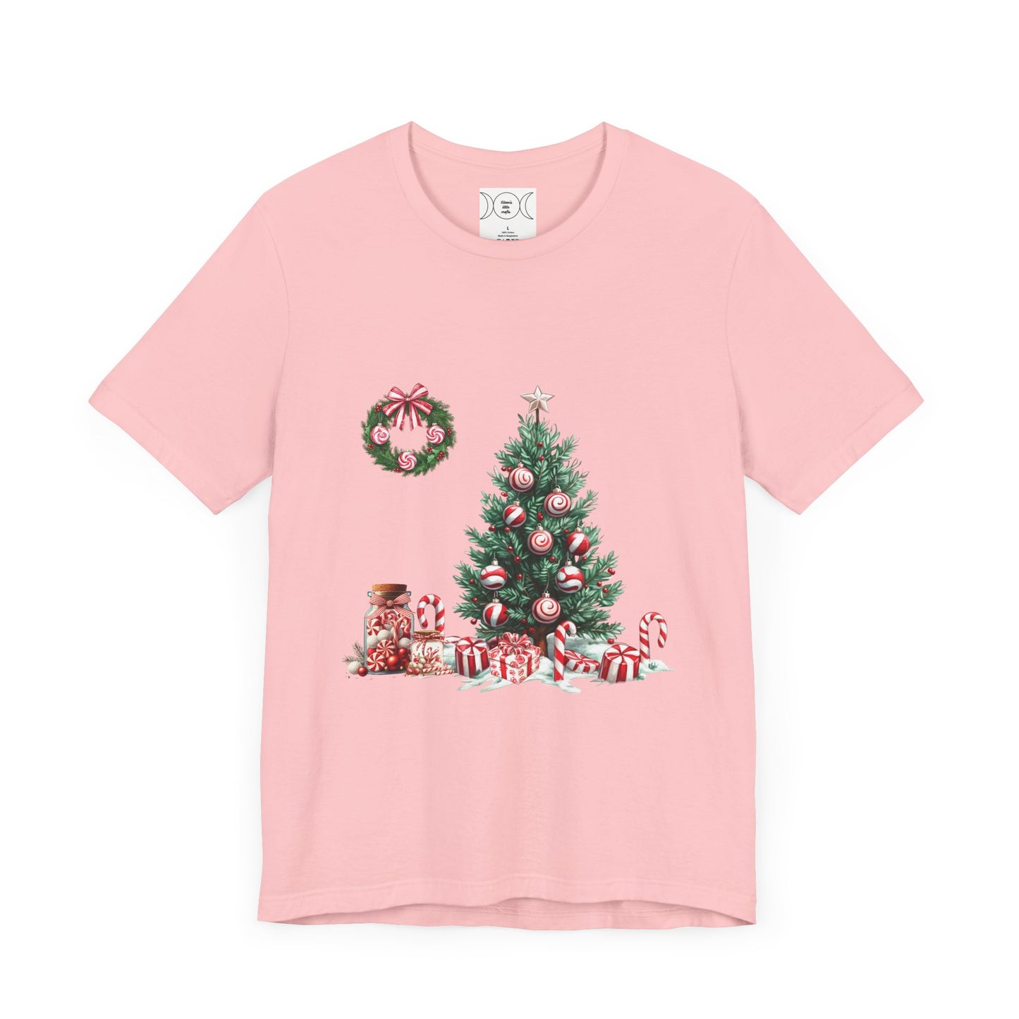 Peppermint Christmas, Unisex Jersey Short Sleeve Tee ( No sleeve design)