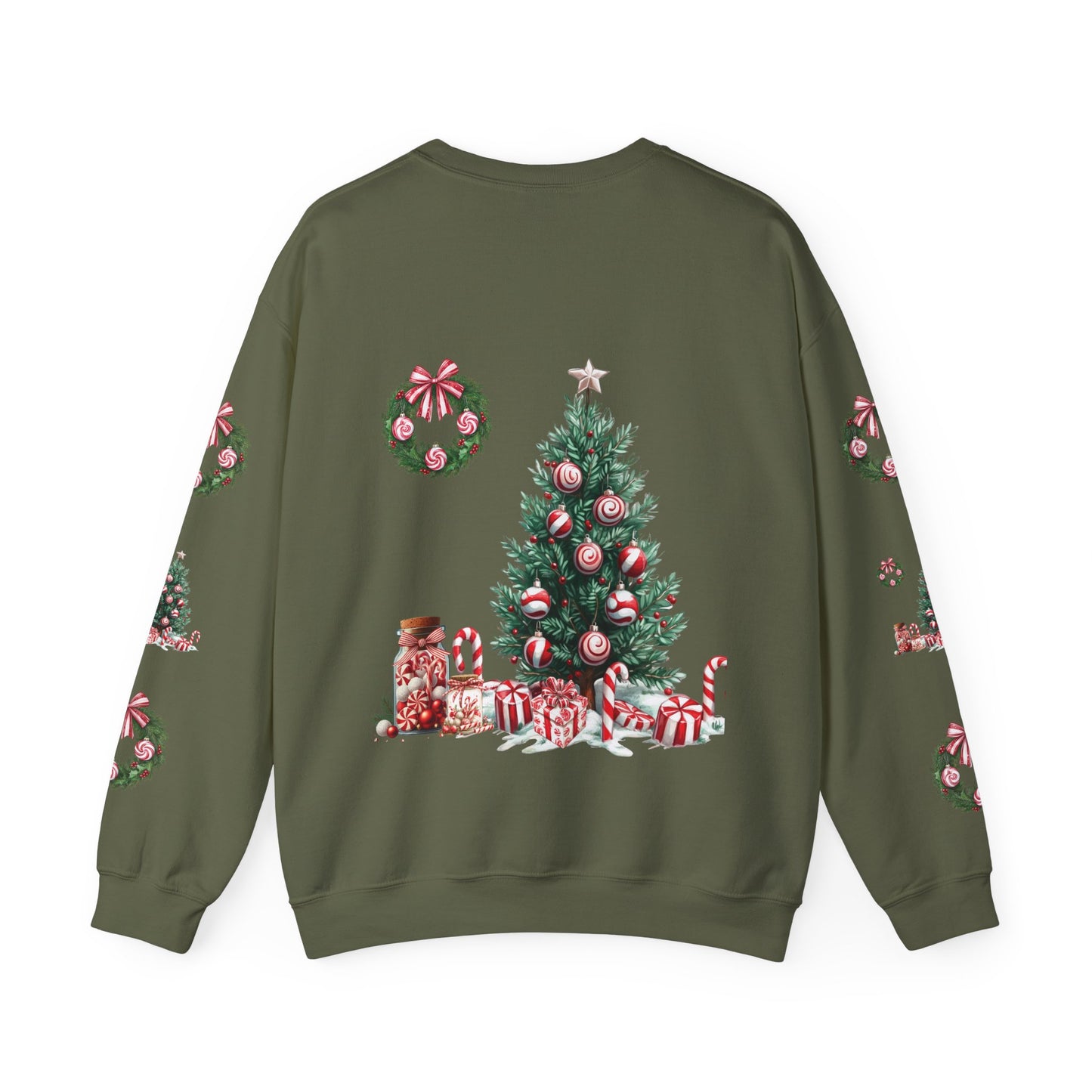 Peppermint Christmas, ™ Crewneck Sweatshirt ( sleeve design )