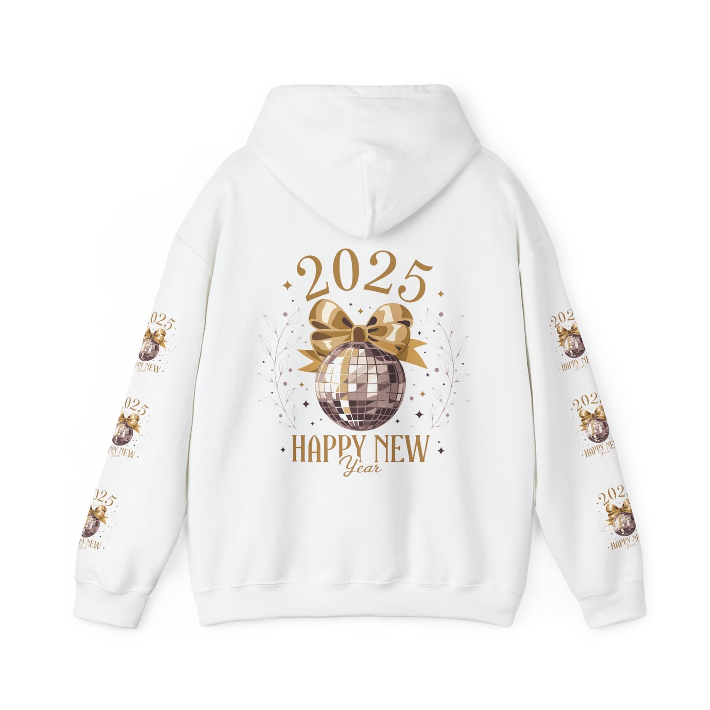 Happy new year, Unisex Heavy Blend™ Hooded Sweatshirt (sleeve arm design)