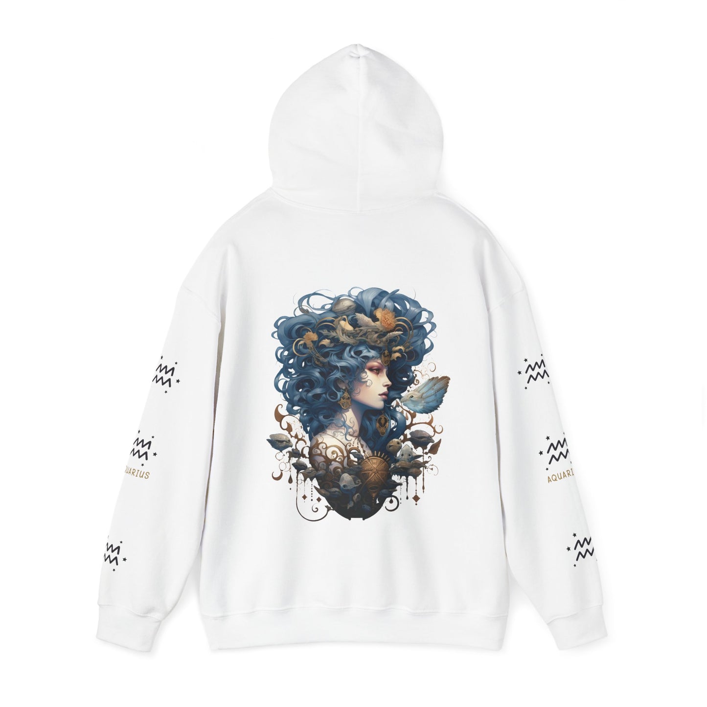 Aquarius, Unisex Heavy Blend™ Hooded Sweatshirt (no side arm design)