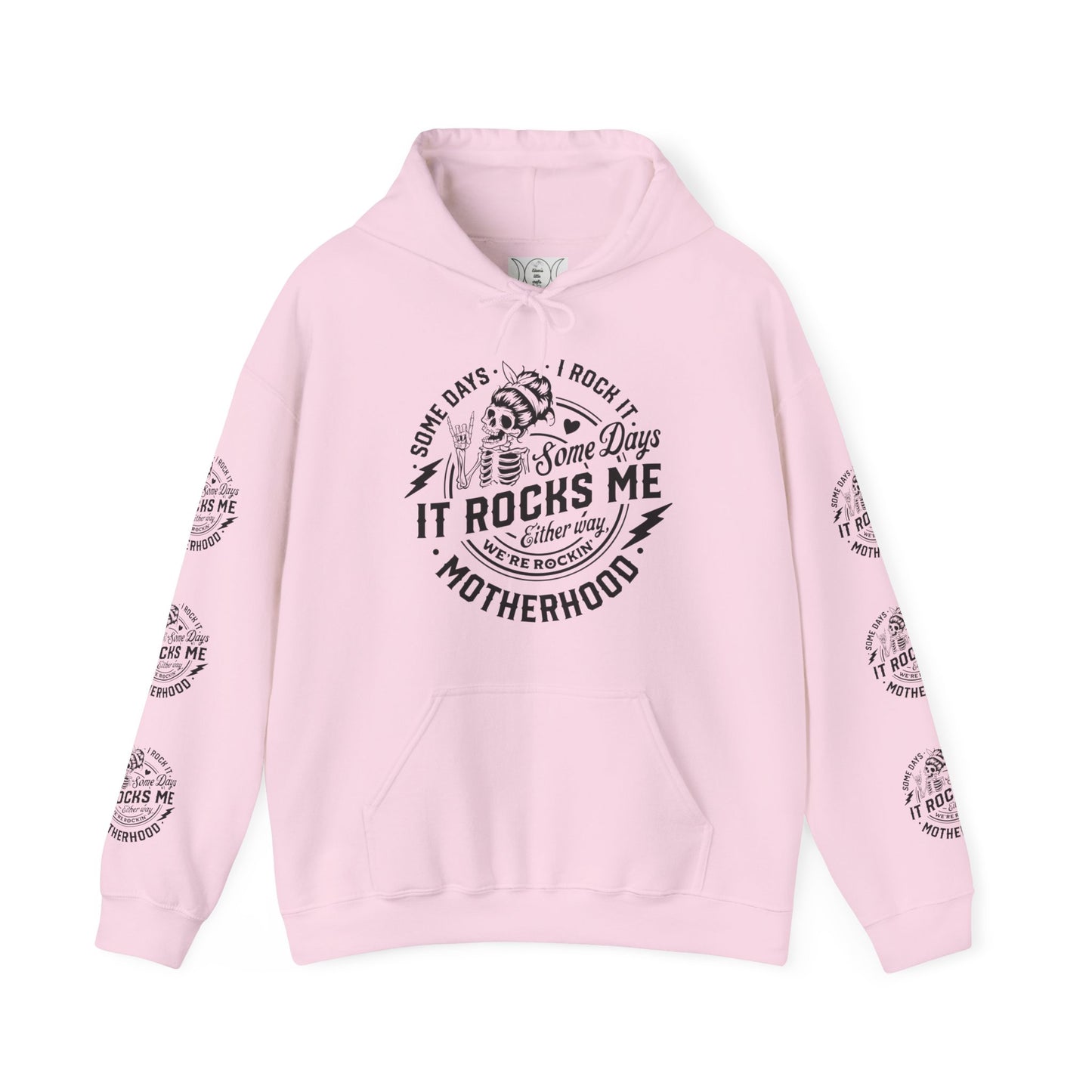 Rocking motherhood ,  Unisex Heavy Blend™ Hooded Sweatshirt (side arm design)