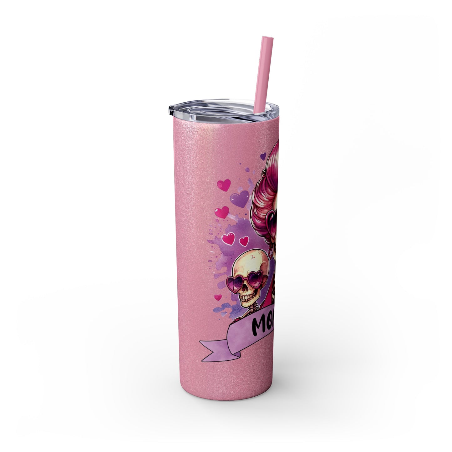 Mom life, Skinny Tumbler with Straw, 20oz