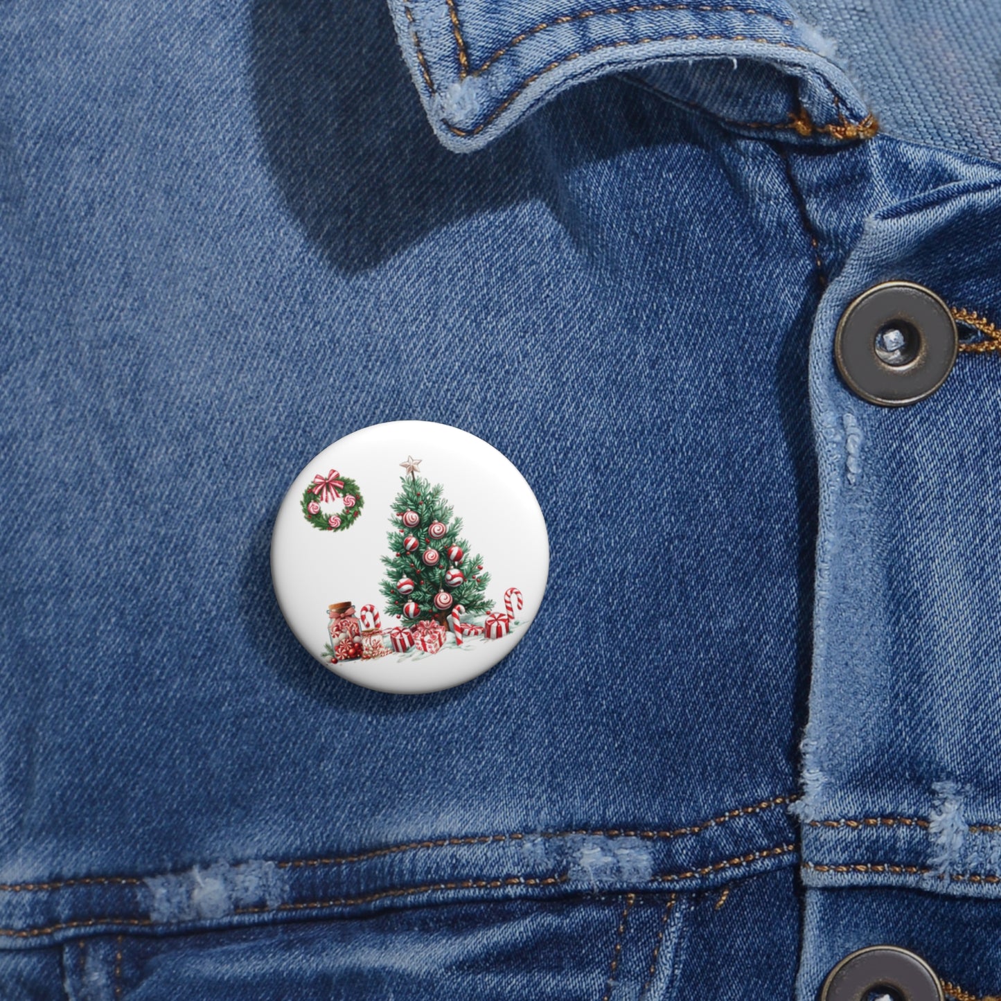 Peppermint Christmas , Custom Pin Buttons