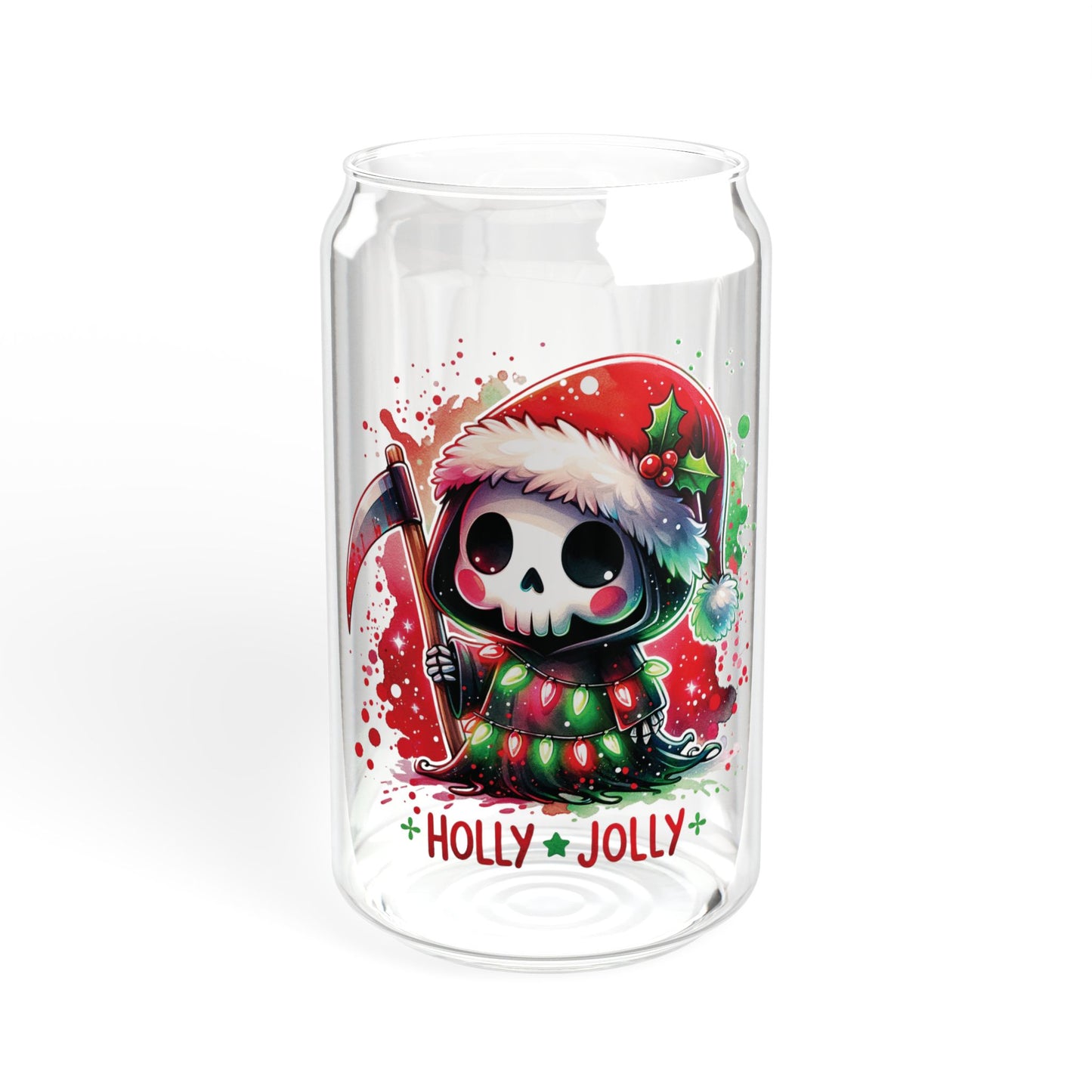 Holly jolly, Sipper Glass, 16oz