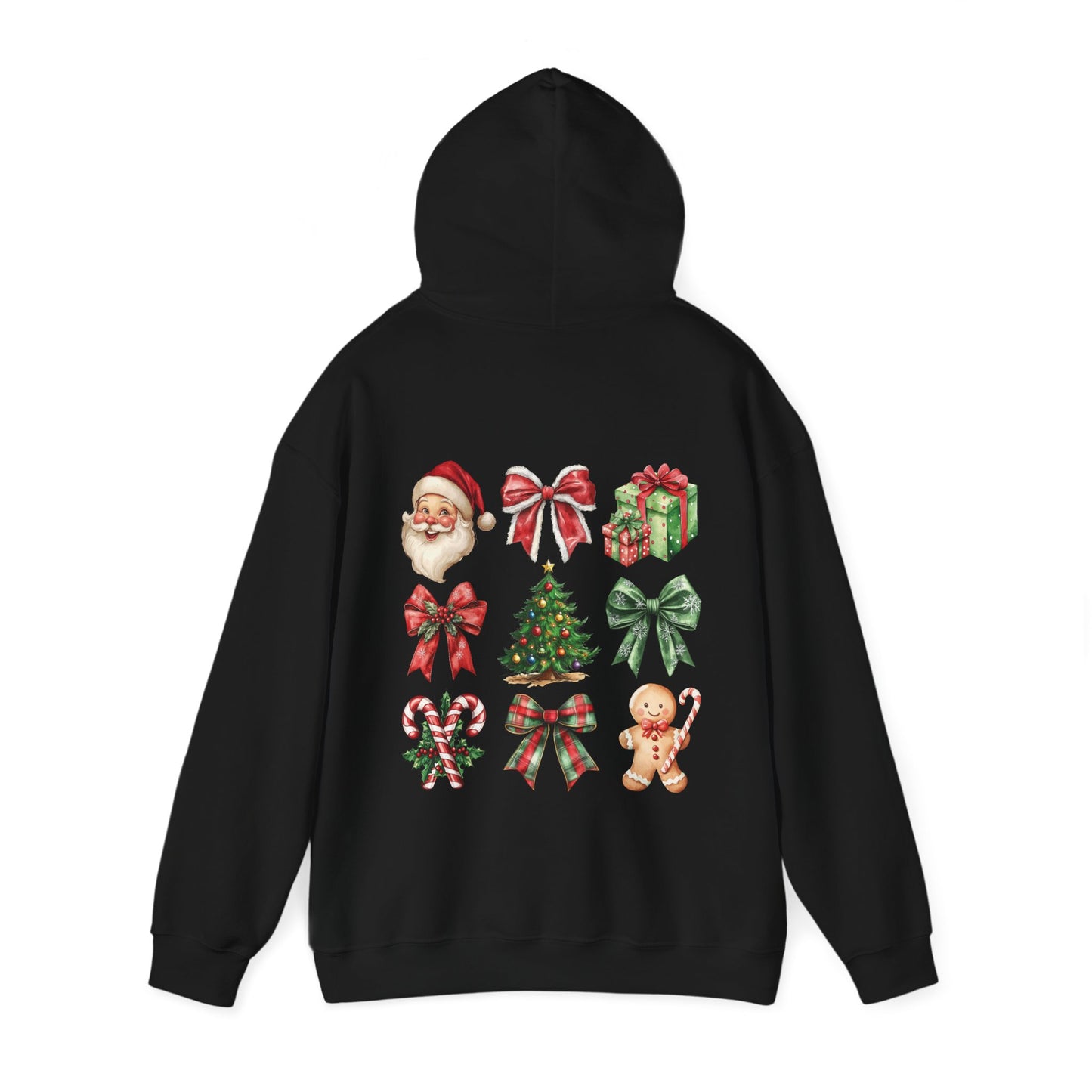 Christmas and bows ,  Unisex Heavy Blend™ Hooded Sweatshirt (no sleeve arm design)