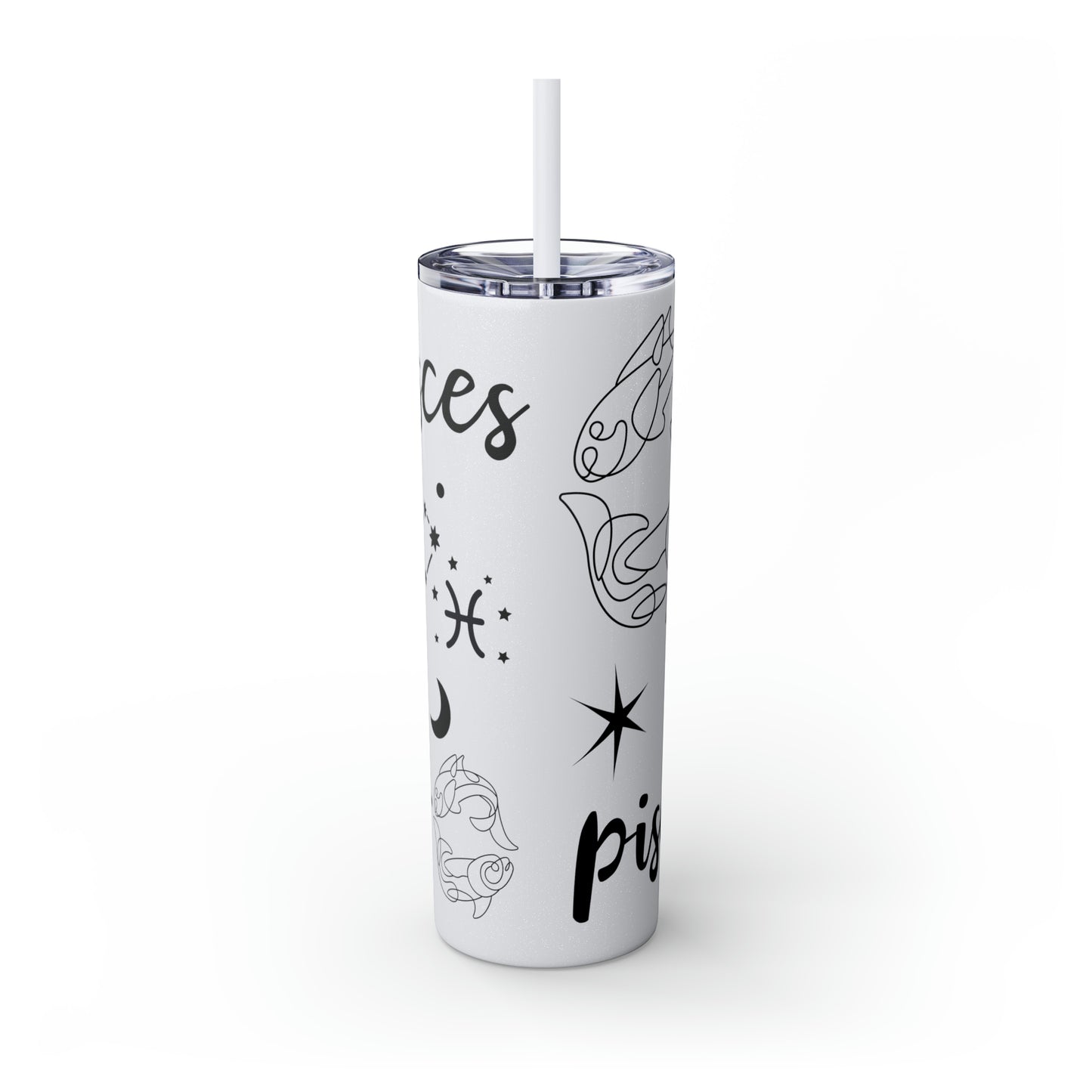 Pisces , Skinny Tumbler with Straw, 20oz