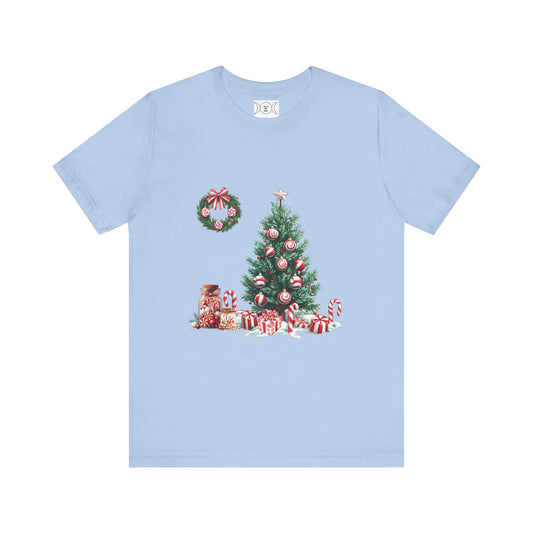 Peppermint Christmas, Unisex Jersey Short Sleeve Tee ( No sleeve design)