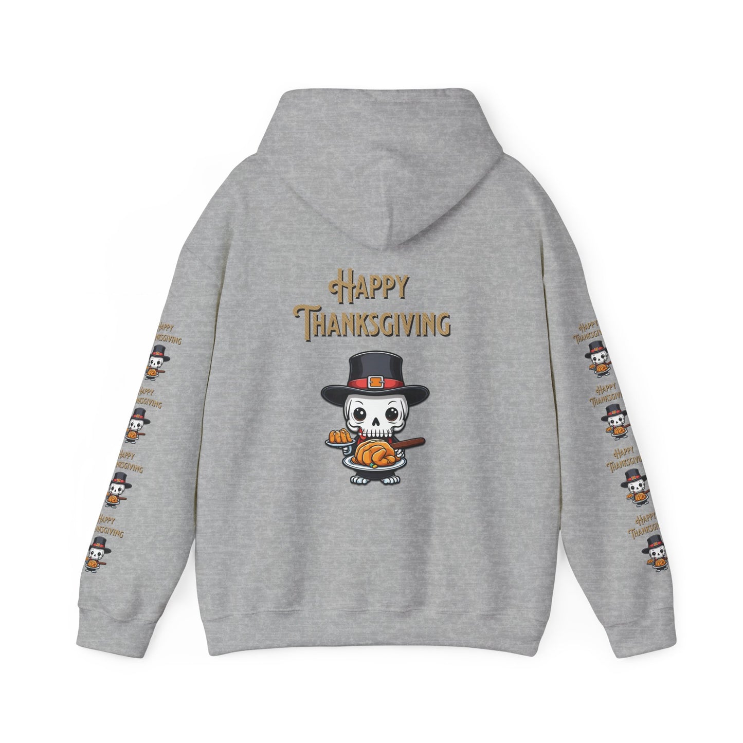 Happy thanksgiving,  Unisex Heavy Blend™ Hooded Sweatshirt (side arm design)