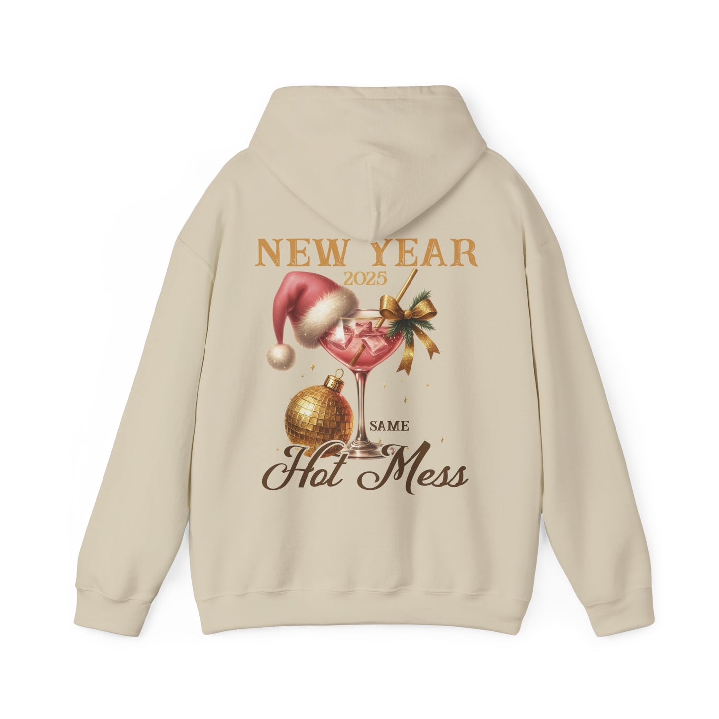 New year, same hot mess, Unisex Heavy Blend™ Hooded Sweatshirt (no sleeve arm design)