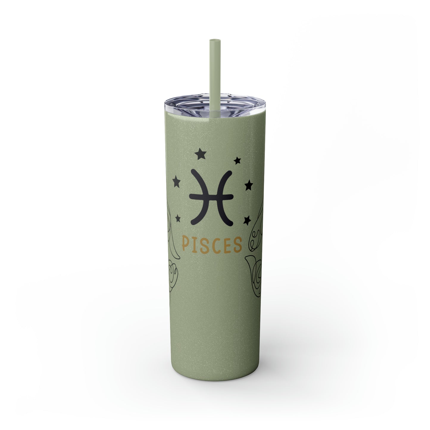 Pisces , Skinny Tumbler with Straw, 20oz