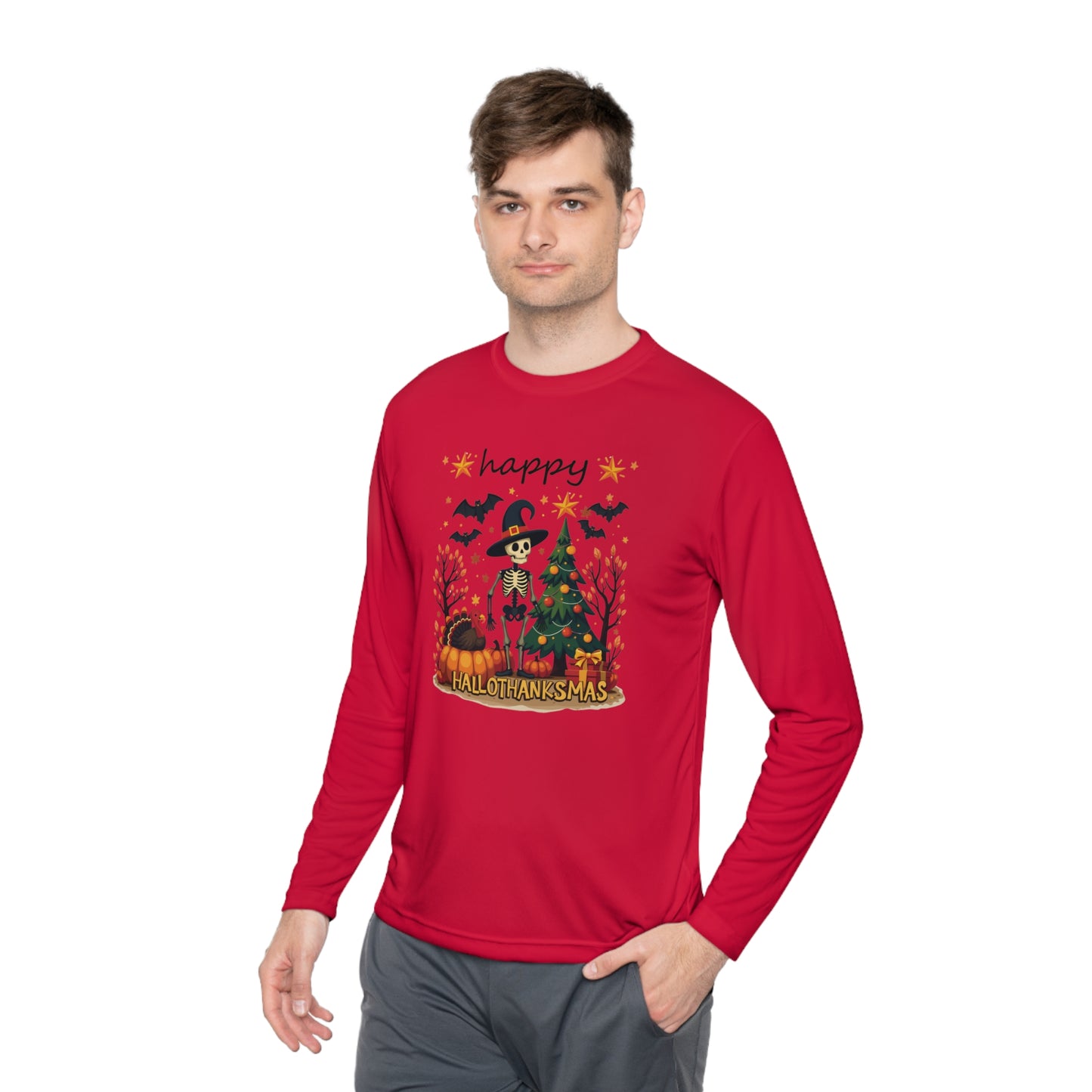 Happy hellothanksmas,  Unisex Lightweight Long Sleeve Tee