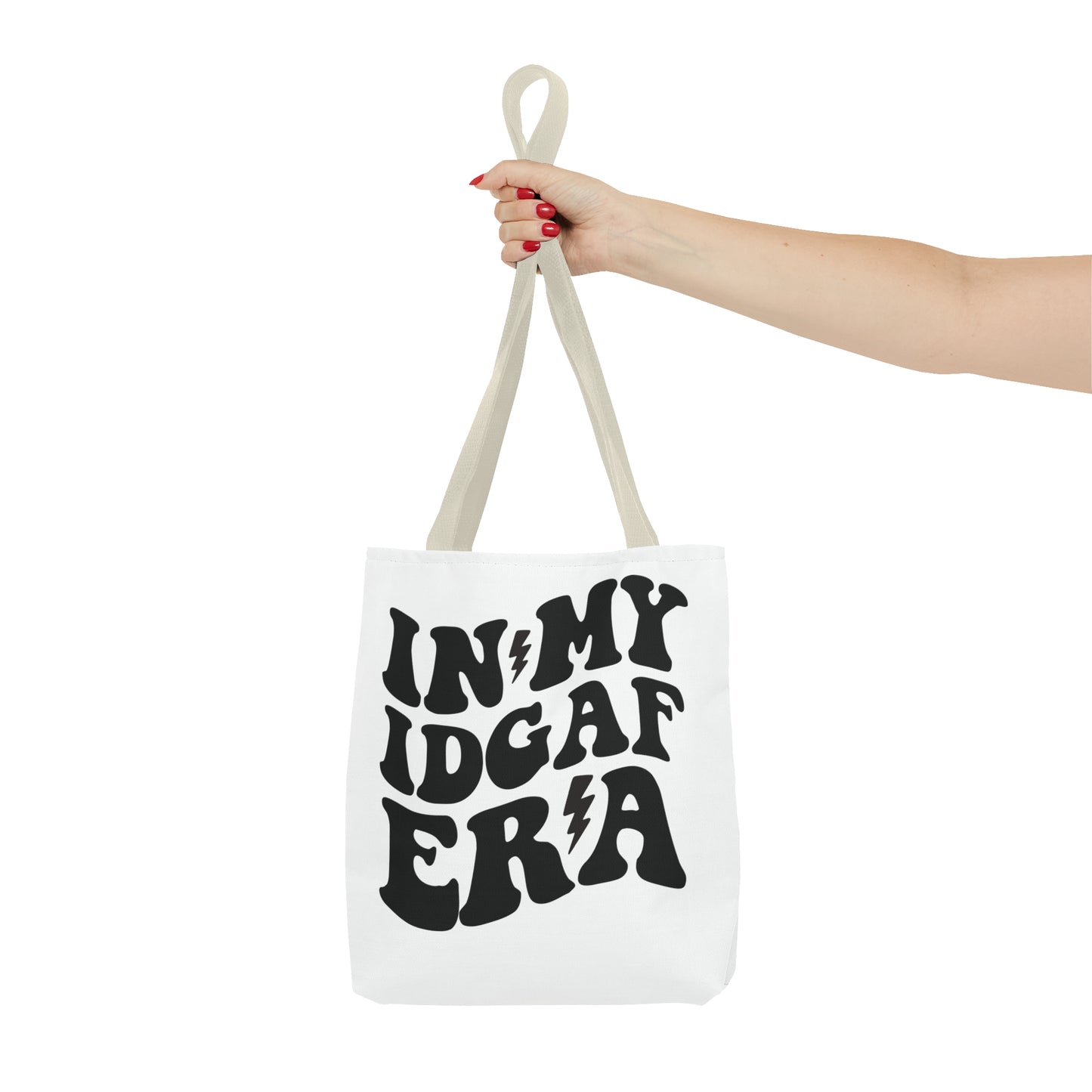 In my IDGAF era, Tote Bag (AOP)