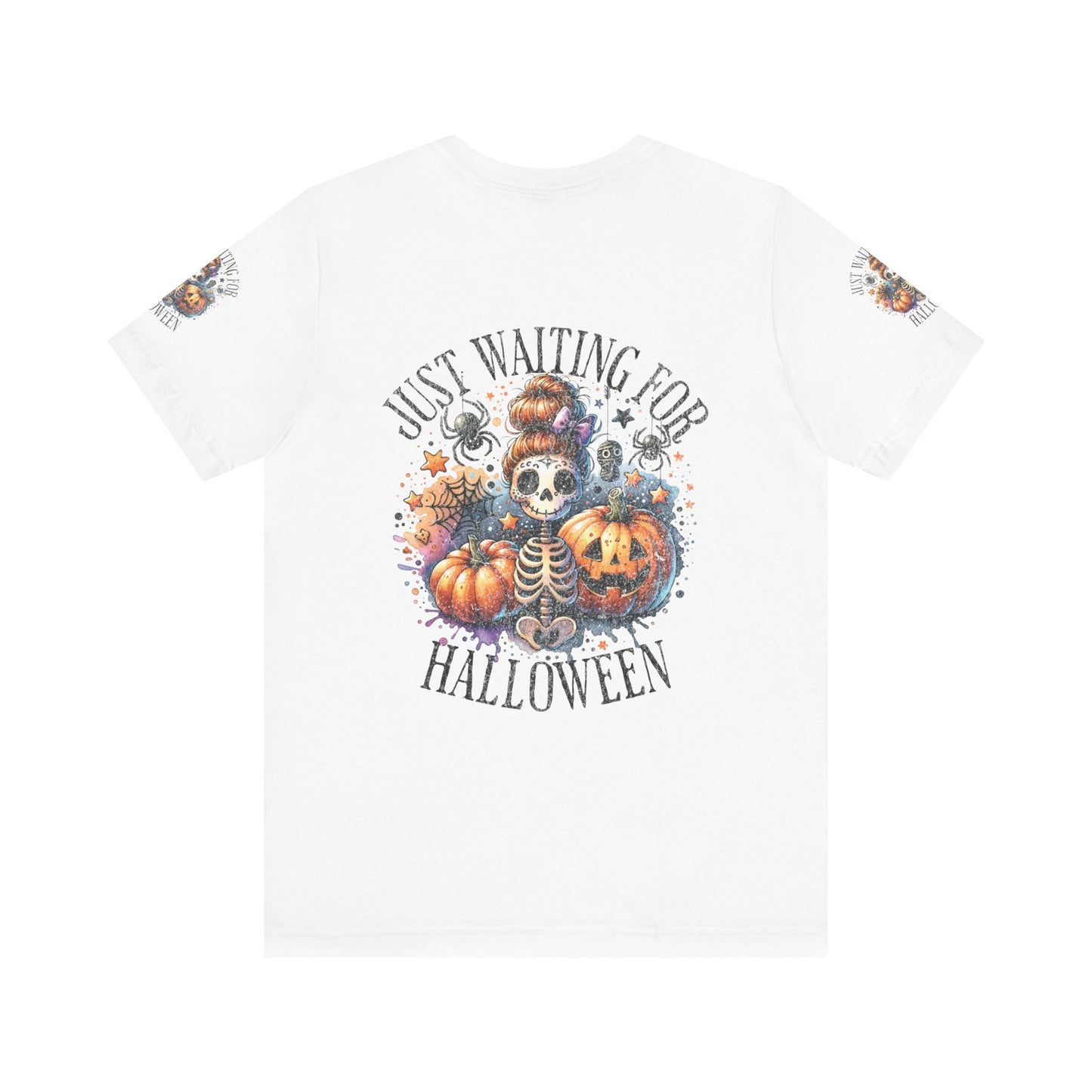 Just waiting for Halloween, Unisex Jersey Short Sleeve Tee (sleeve design)