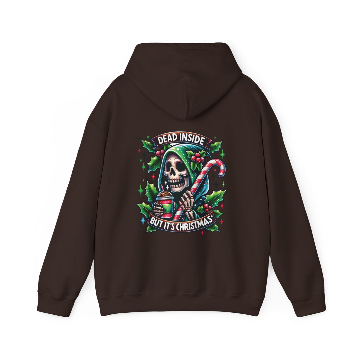 Dead inside but it’s Christmas,  Unisex Heavy Blend™ Hooded Sweatshirt (no sleeve arm design)