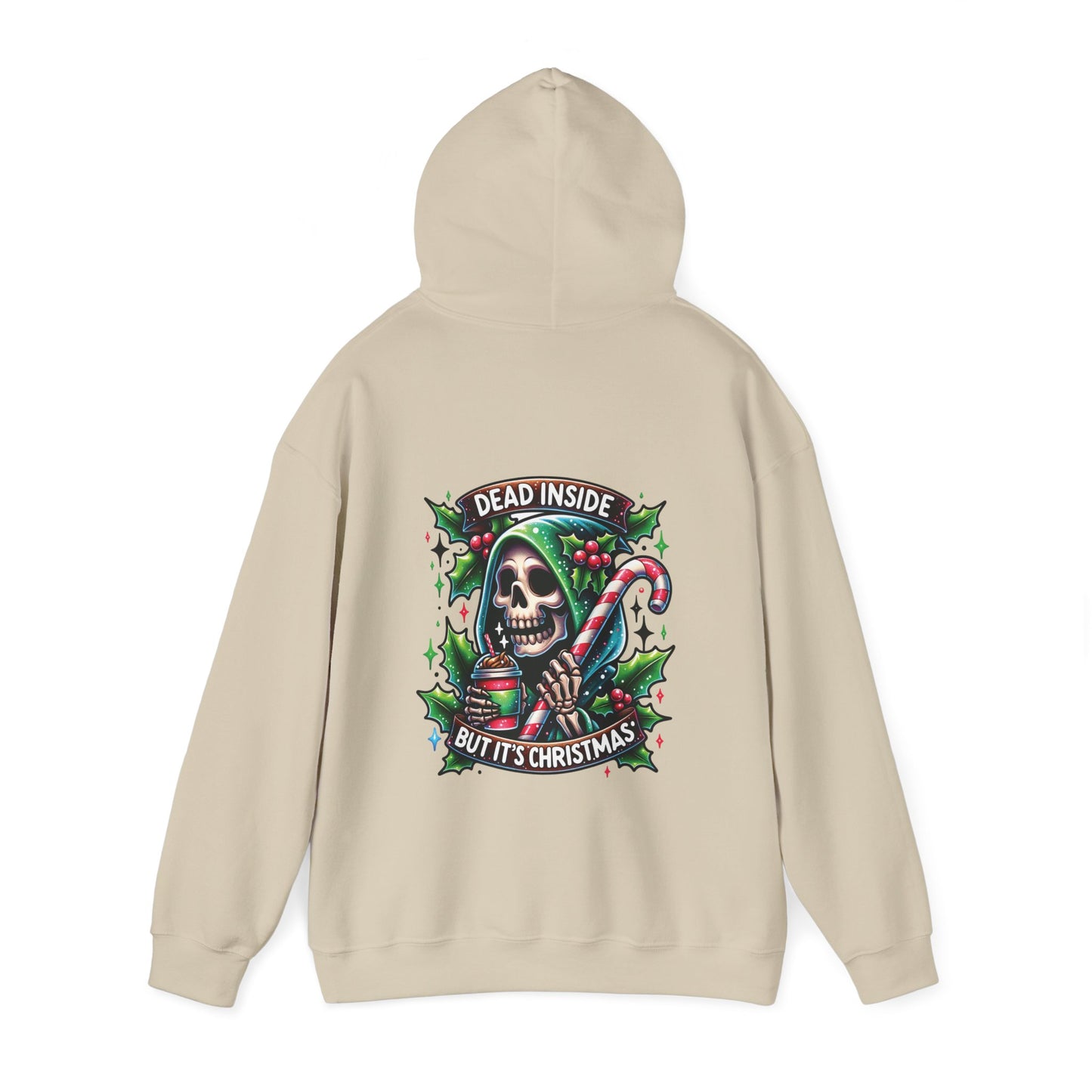 Dead inside but it’s Christmas,  Unisex Heavy Blend™ Hooded Sweatshirt (no sleeve arm design)