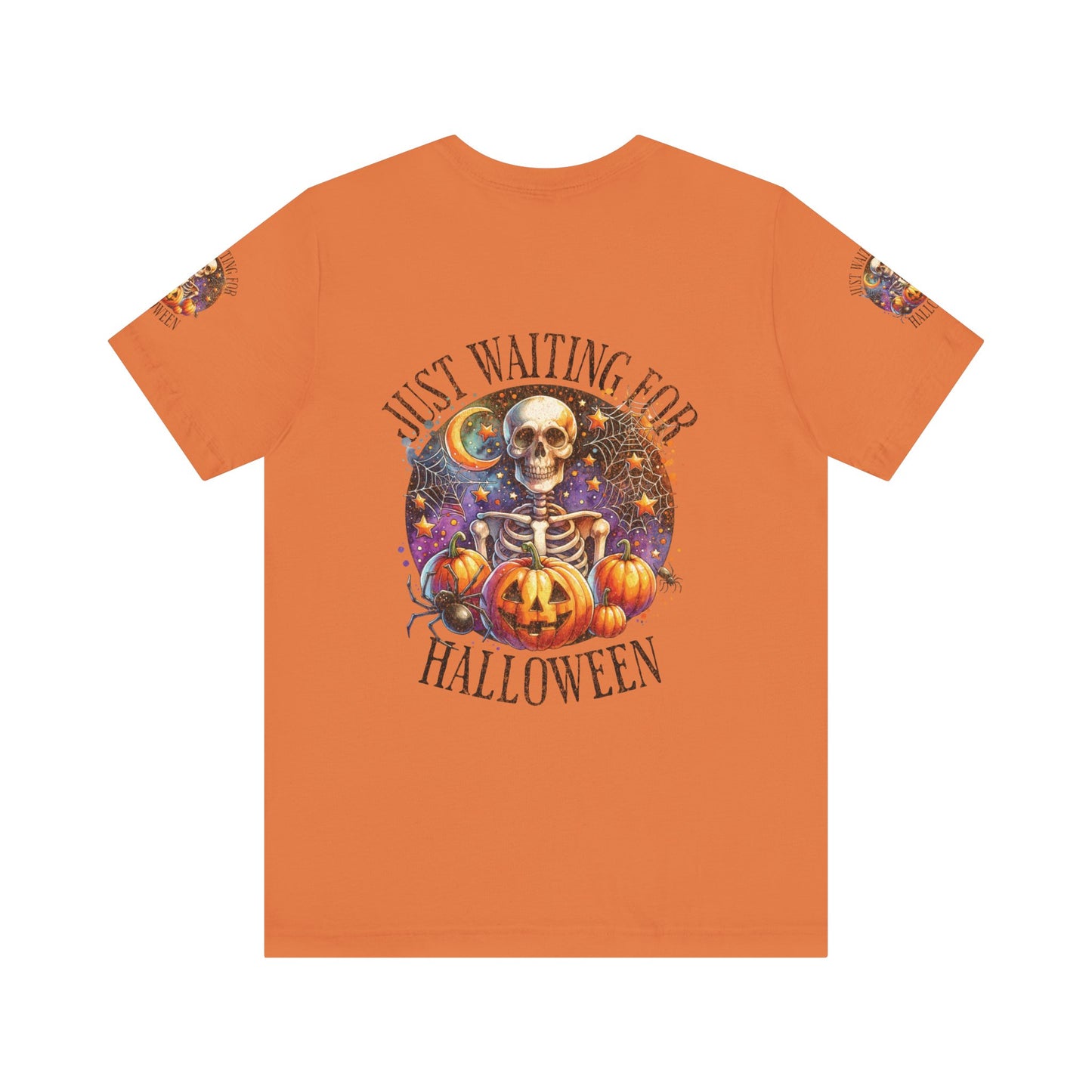 Just waiting for Halloween, Unisex Jersey Short Sleeve Tee (sleeve design)