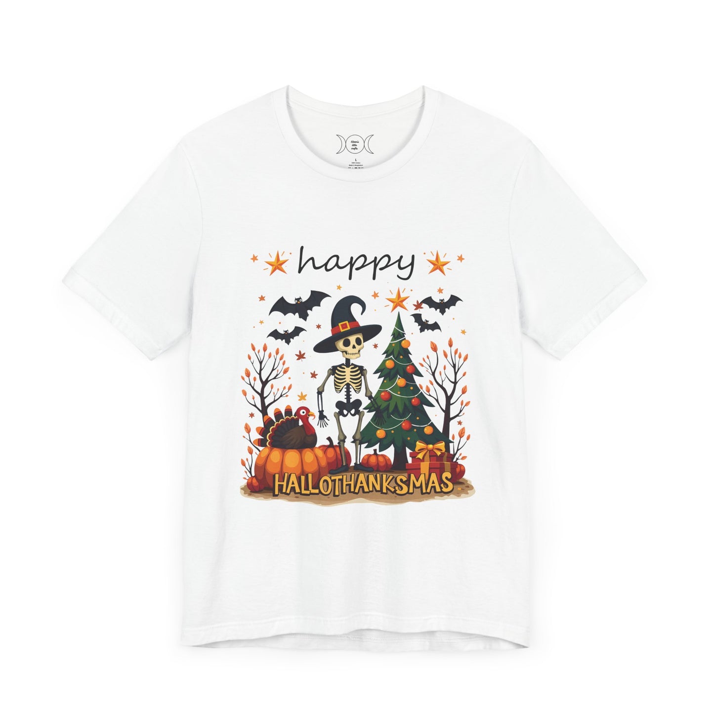 Happy hellothanksmas, , Unisex Jersey Short Sleeve Tee ( No sleeve design)