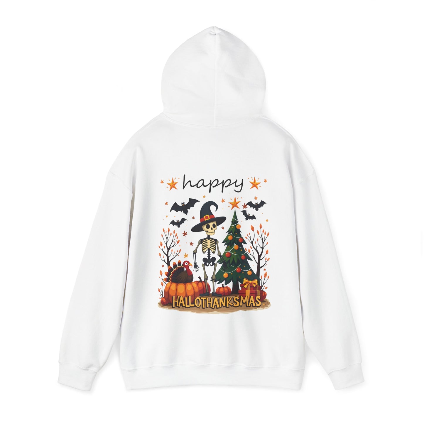 Happy hallothankmas ,  Unisex Heavy Blend™ Hooded Sweatshirt (no side arm design)