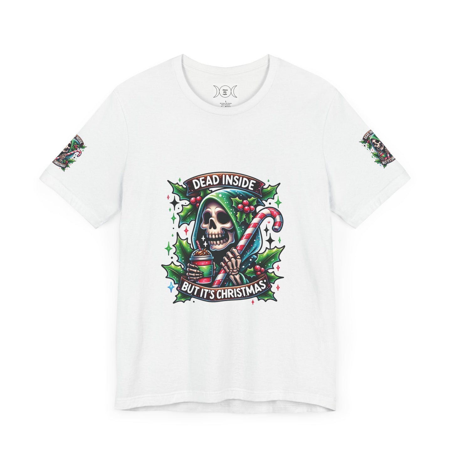 Dead inside but it’s Christmas , Unisex Jersey Short Sleeve Tee ( sleeve design)