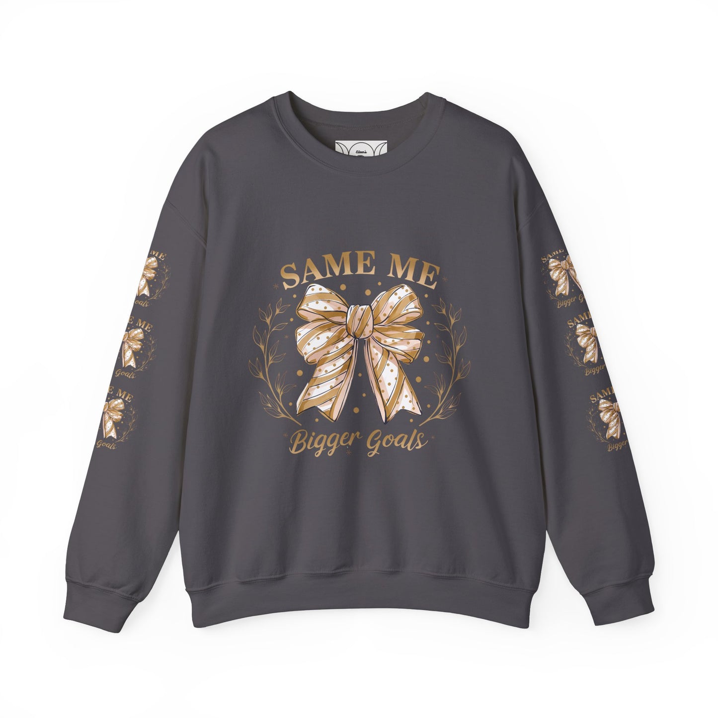 Same me, bigger goals , Unisex Heavy Blend™ Crewneck Sweatshirt (sleeve design)