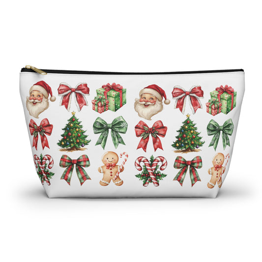 Christmas Football and bows,  Accessory Pouch w T-bottoms