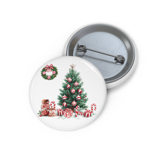 Peppermint Christmas , Custom Pin Buttons