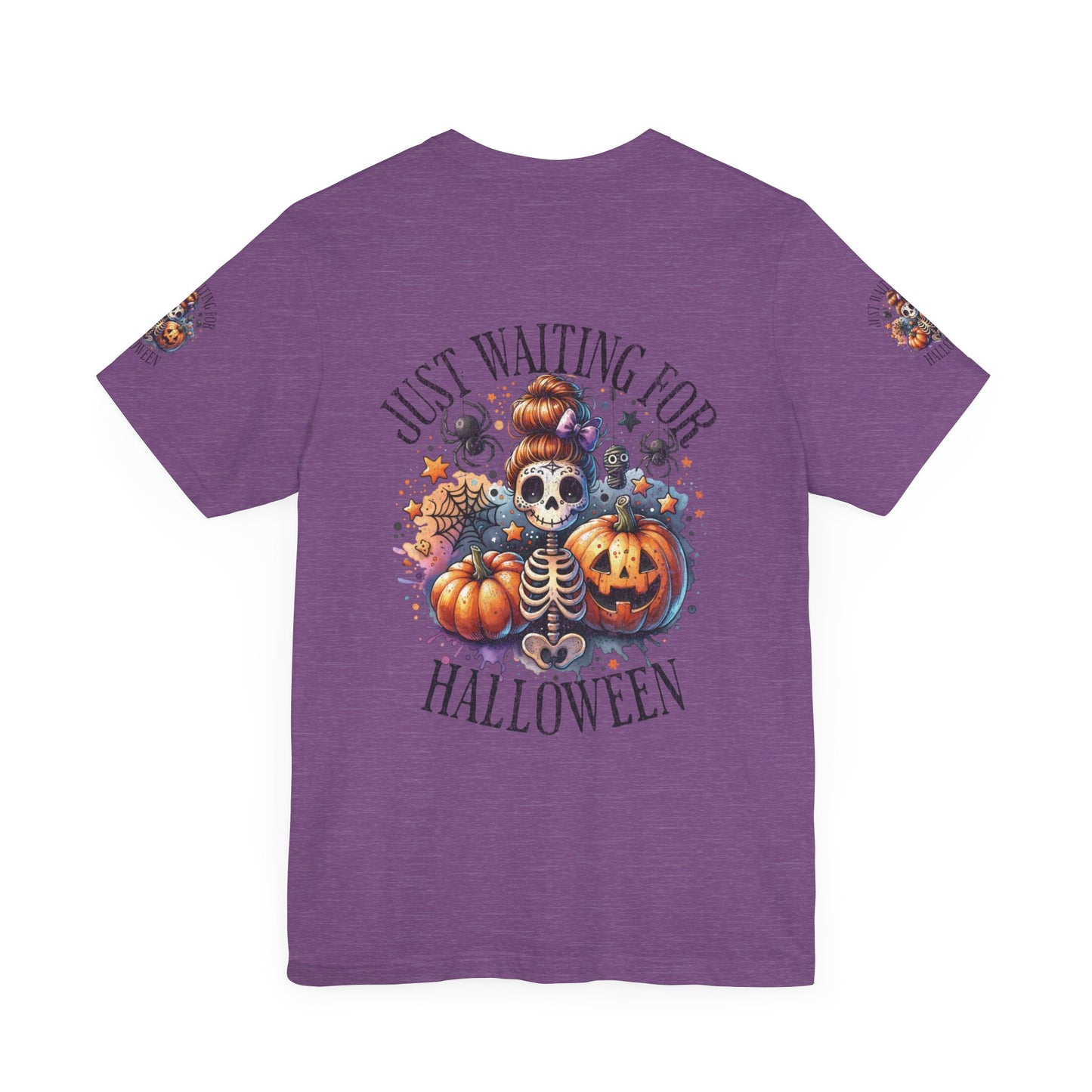 Just waiting for Halloween, Unisex Jersey Short Sleeve Tee (sleeve design)