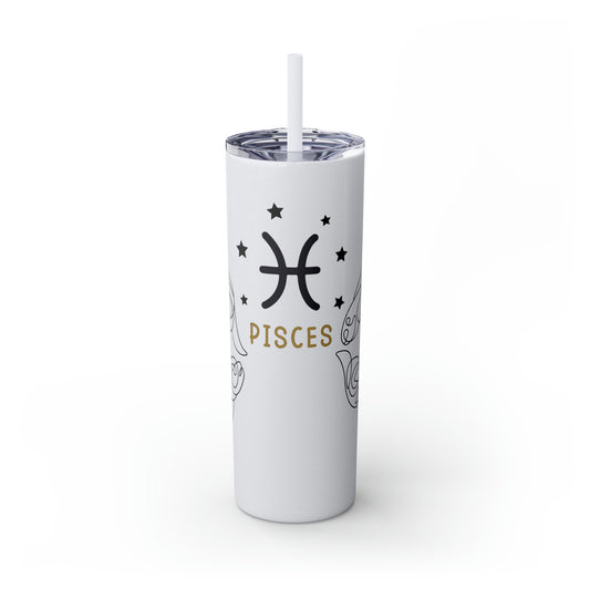 Pisces , Skinny Tumbler with Straw, 20oz