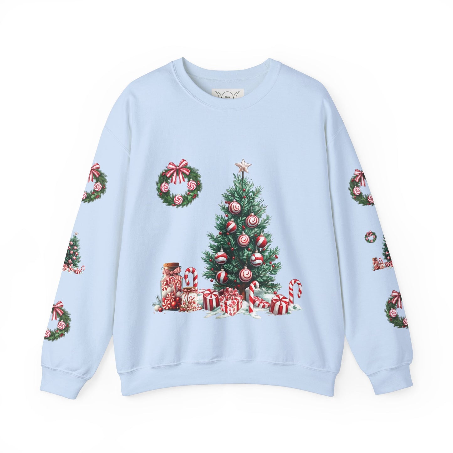 Peppermint Christmas, ™ Crewneck Sweatshirt ( sleeve design )