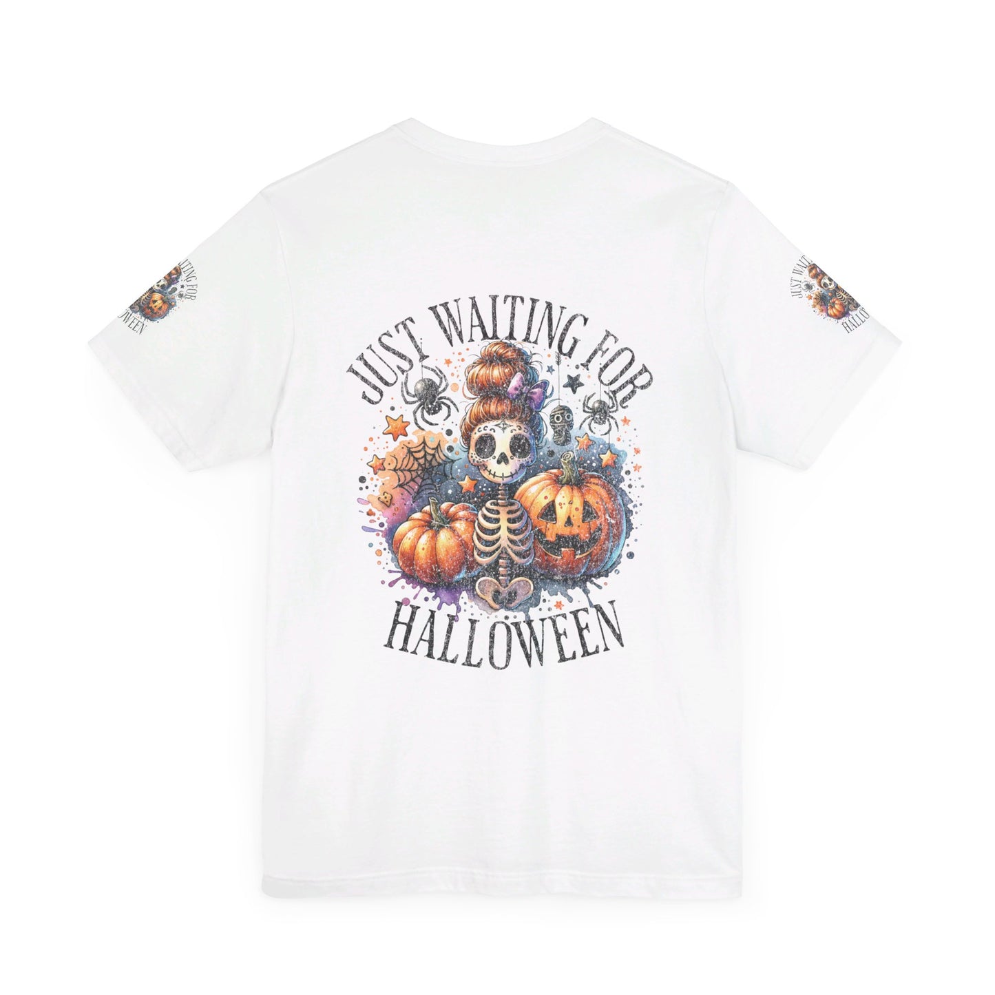 Just waiting for Halloween, Unisex Jersey Short Sleeve Tee (sleeve design)